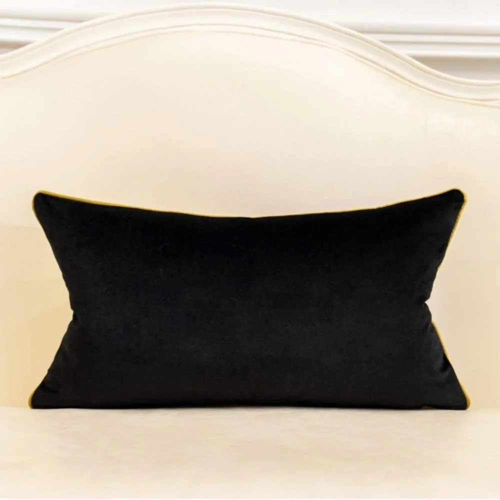 🎉HP Luxury Home | Elegant Black & Ivory Color Blocked Lumbar Throw Pillow Cover